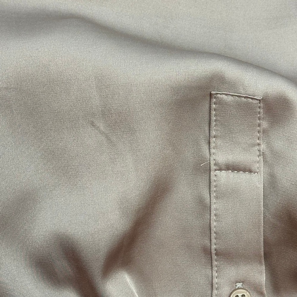 H&M Satin Silky Feel Button Down Shirt Blouse Womens Size Small S Brown Luxury - Picture 8 of 12